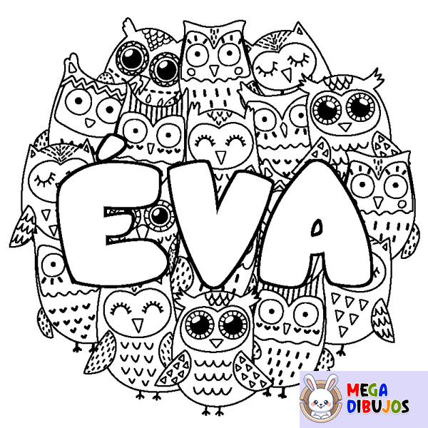 Coloraci&oacute;n del nombre &Eacute;VA - decorado b&uacute;hos