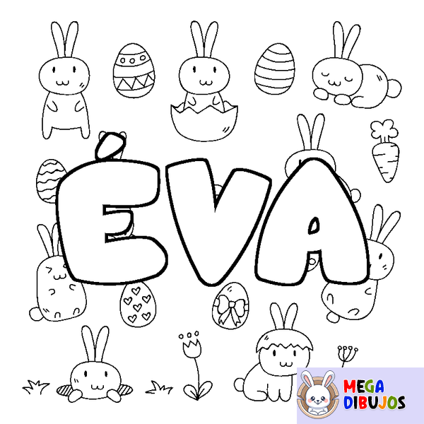 Coloraci&oacute;n del nombre &Eacute;VA - decorado Pascua