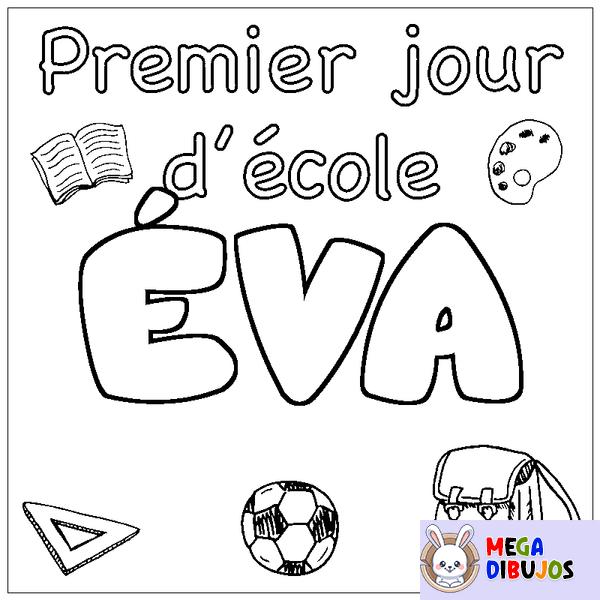 Coloraci&oacute;n del nombre &Eacute;VA - decorado primer d&iacute;a de escuela