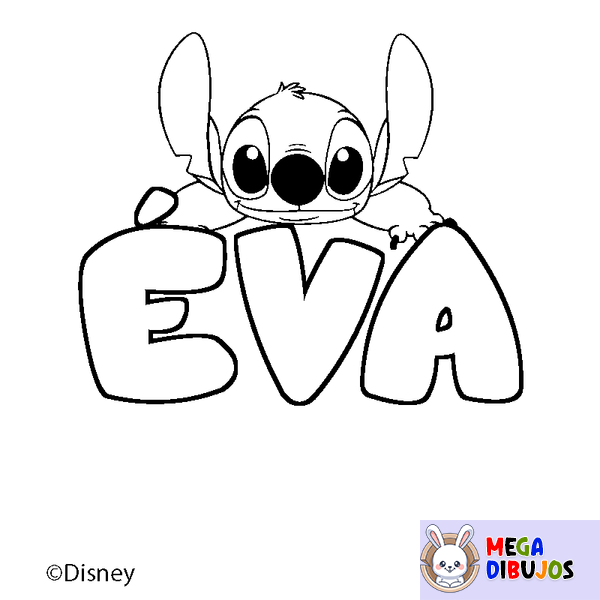 Coloraci&oacute;n del nombre &Eacute;VA - decorado Stitch