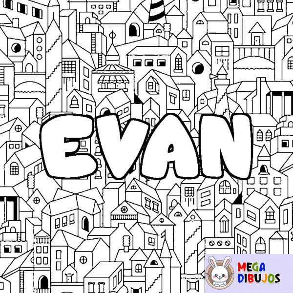 Coloraci&oacute;n del nombre EVAN - decorado ciudad