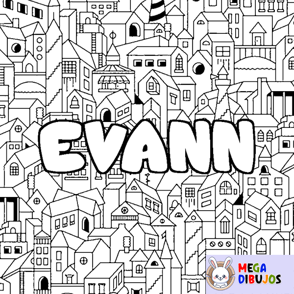 Coloraci&oacute;n del nombre EVANN - decorado ciudad