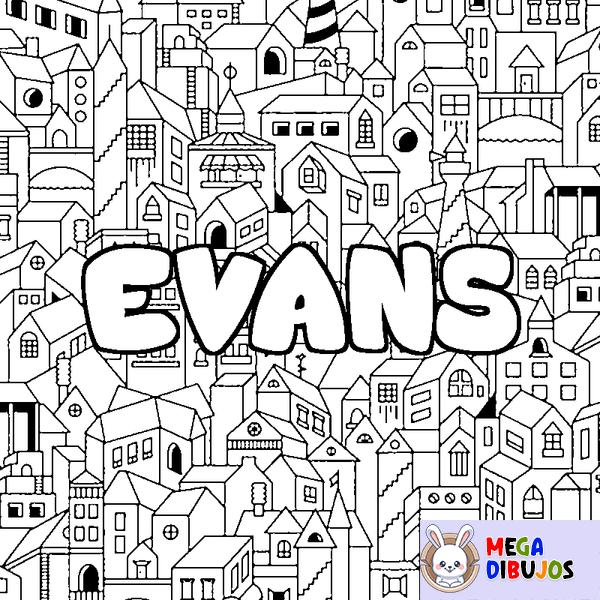 Coloraci&oacute;n del nombre EVANS - decorado ciudad