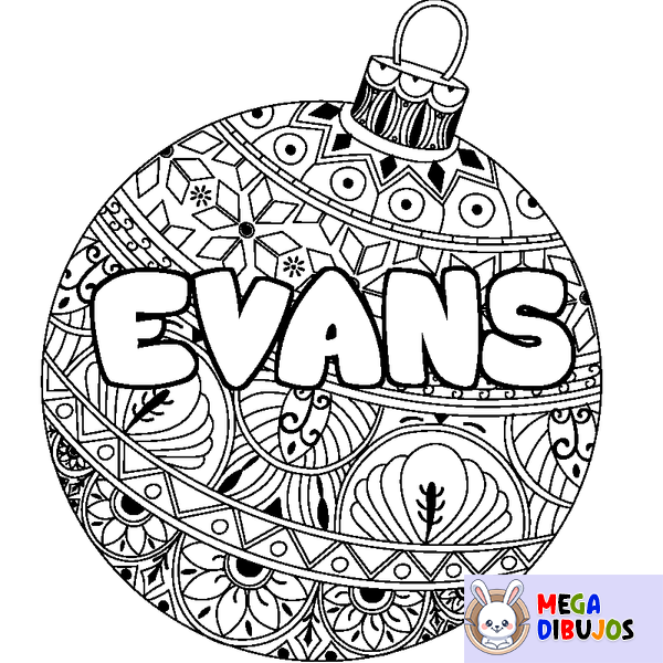Coloraci&oacute;n del nombre EVANS - decorado bola de Navidad