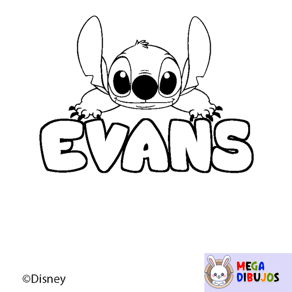 Coloraci&oacute;n del nombre EVANS - decorado Stitch