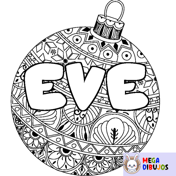 Coloraci&oacute;n del nombre EVE - decorado bola de Navidad