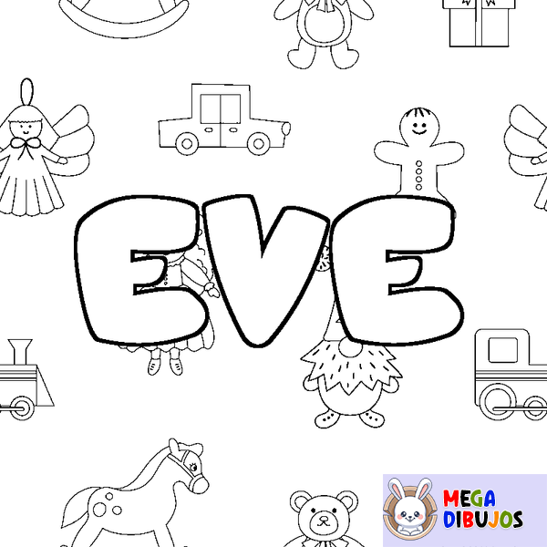 Coloraci&oacute;n del nombre EVE - decorado juguetes