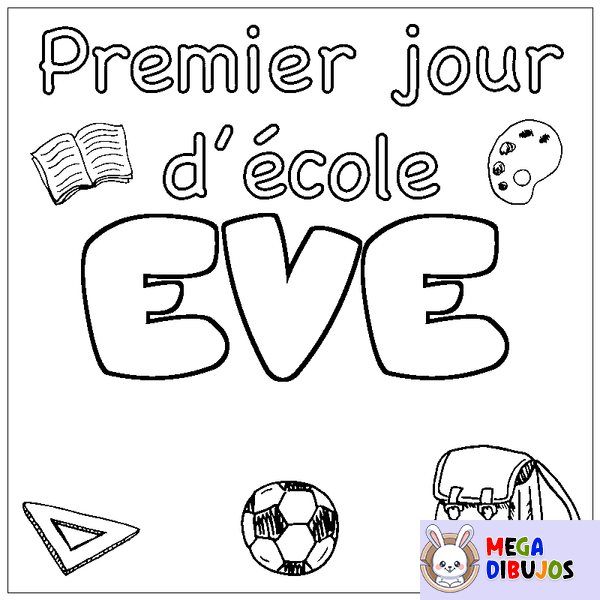 Coloraci&oacute;n del nombre EVE - decorado primer d&iacute;a de escuela