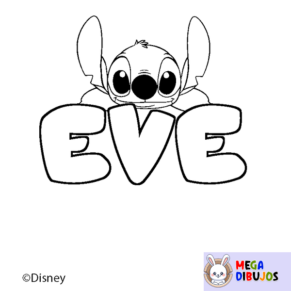 Coloraci&oacute;n del nombre EVE - decorado Stitch