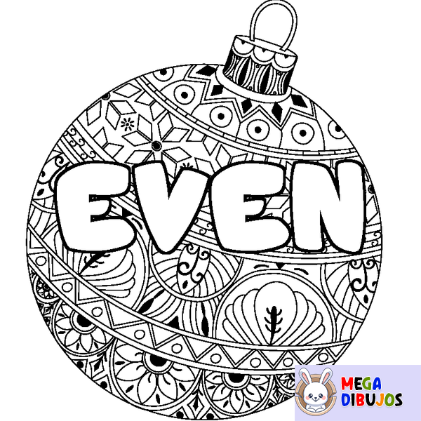 Coloraci&oacute;n del nombre EVEN - decorado bola de Navidad