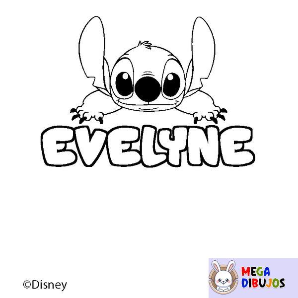 Coloraci&oacute;n del nombre EVELYNE - decorado Stitch