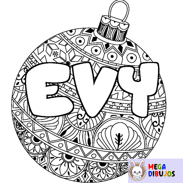 Coloraci&oacute;n del nombre EVY - decorado bola de Navidad