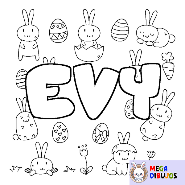 Coloraci&oacute;n del nombre EVY - decorado Pascua