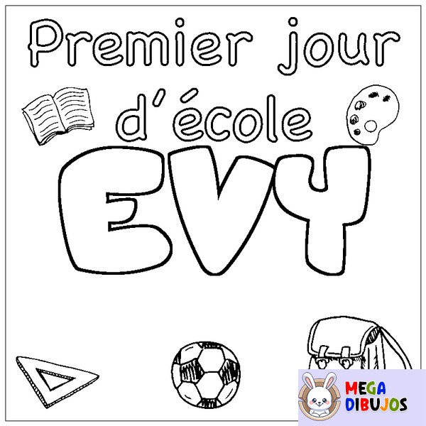 Coloraci&oacute;n del nombre EVY - decorado primer d&iacute;a de escuela