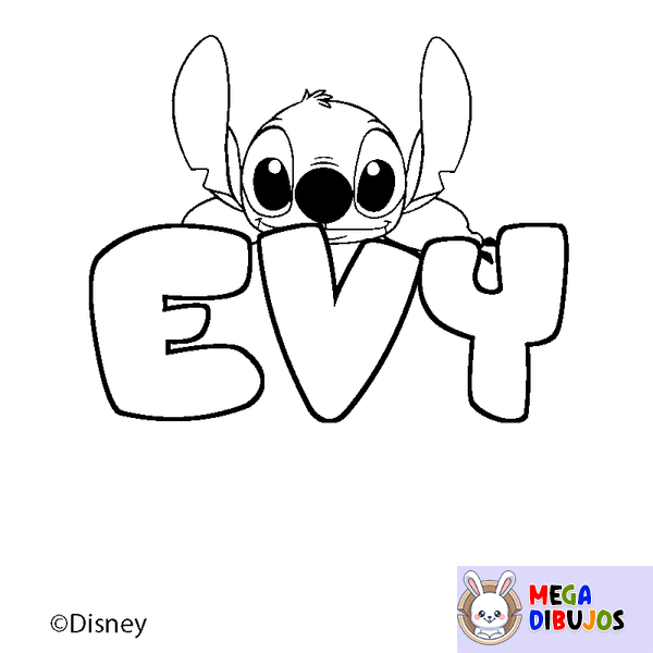 Coloraci&oacute;n del nombre EVY - decorado Stitch