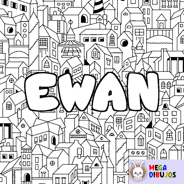 Coloraci&oacute;n del nombre EWAN - decorado ciudad