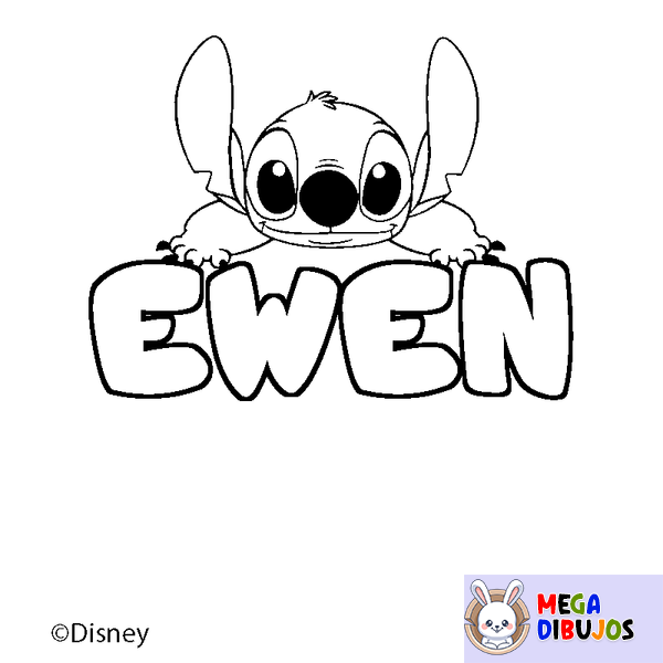 Coloraci&oacute;n del nombre EWEN - decorado Stitch