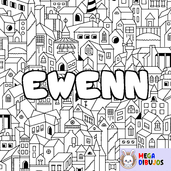 Coloraci&oacute;n del nombre EWENN - decorado ciudad