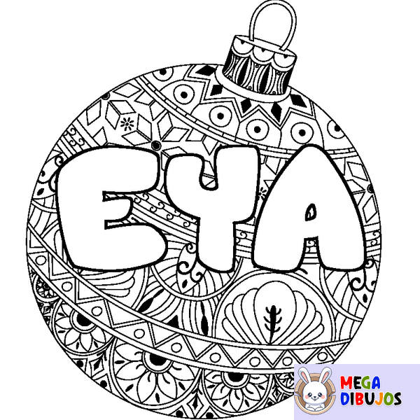 Coloraci&oacute;n del nombre EYA - decorado bola de Navidad