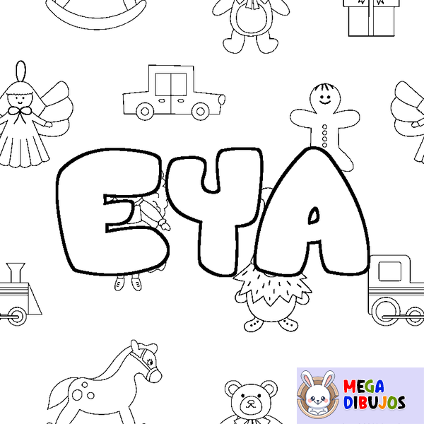 Coloraci&oacute;n del nombre EYA - decorado juguetes