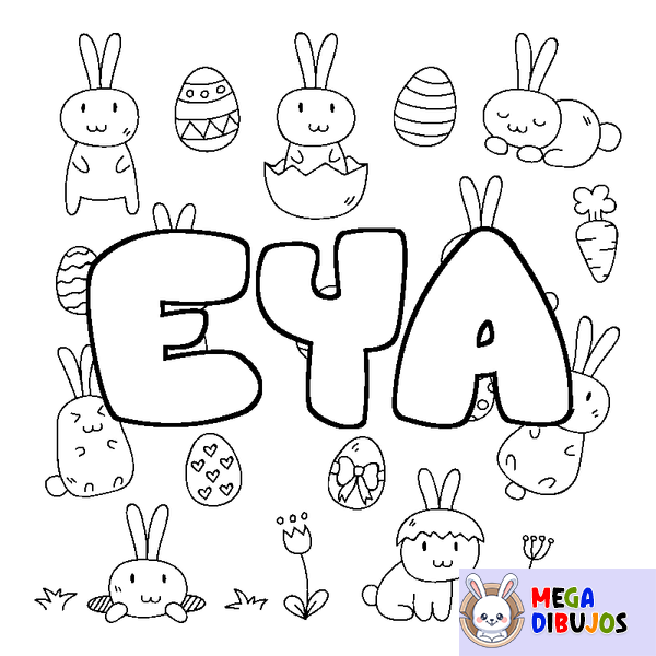 Coloraci&oacute;n del nombre EYA - decorado Pascua
