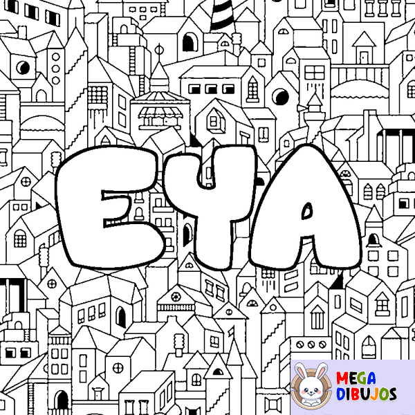 Coloraci&oacute;n del nombre EYA - decorado ciudad