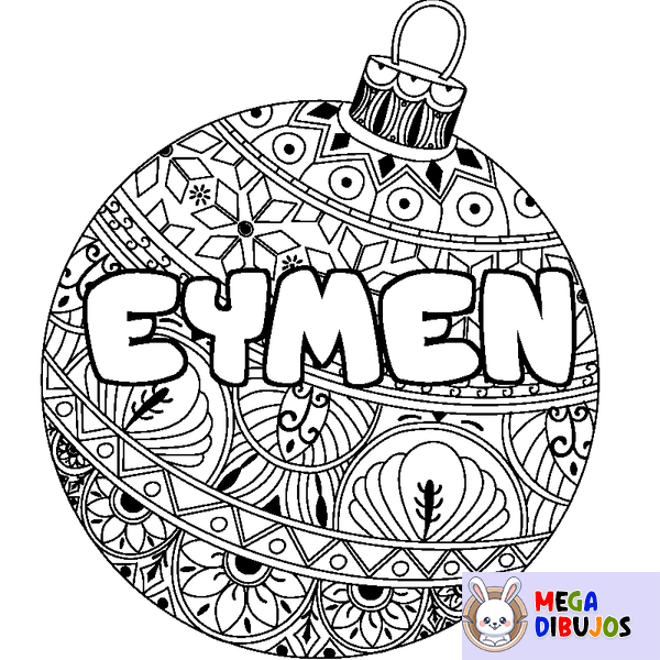Coloraci&oacute;n del nombre EYMEN - decorado bola de Navidad
