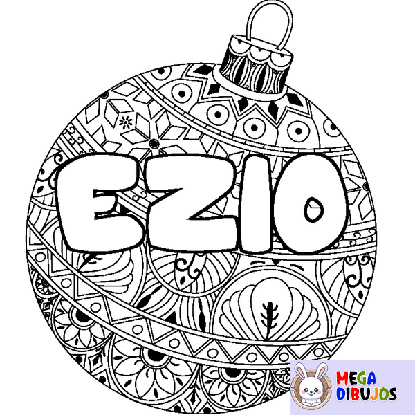 Coloraci&oacute;n del nombre EZIO - decorado bola de Navidad