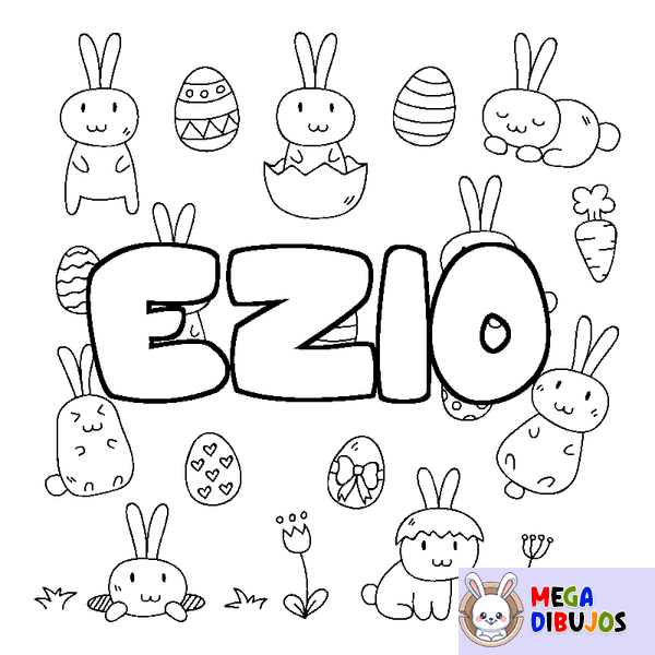 Coloraci&oacute;n del nombre EZIO - decorado Pascua