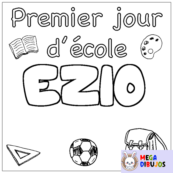 Coloraci&oacute;n del nombre EZIO - decorado primer d&iacute;a de escuela