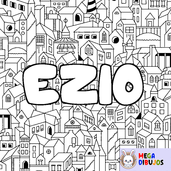 Coloraci&oacute;n del nombre EZIO - decorado ciudad