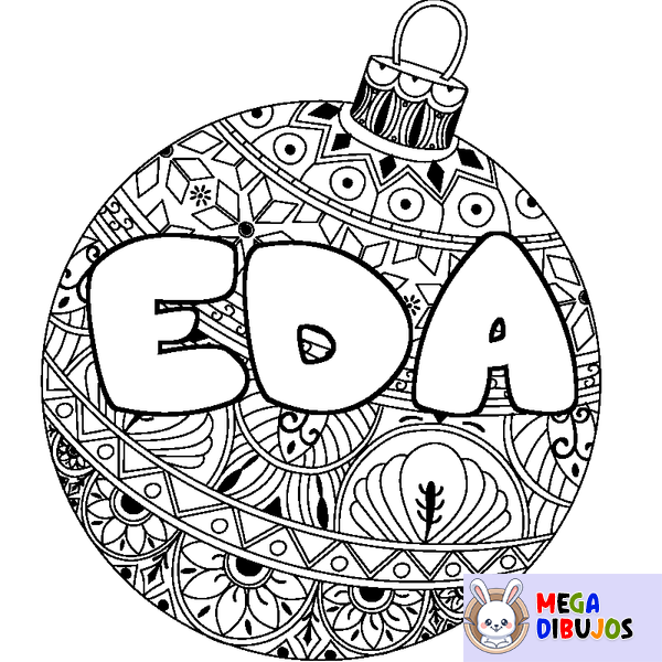 Coloraci&oacute;n del nombre EDA - decorado bola de Navidad