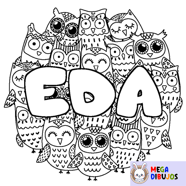Coloraci&oacute;n del nombre EDA - decorado b&uacute;hos