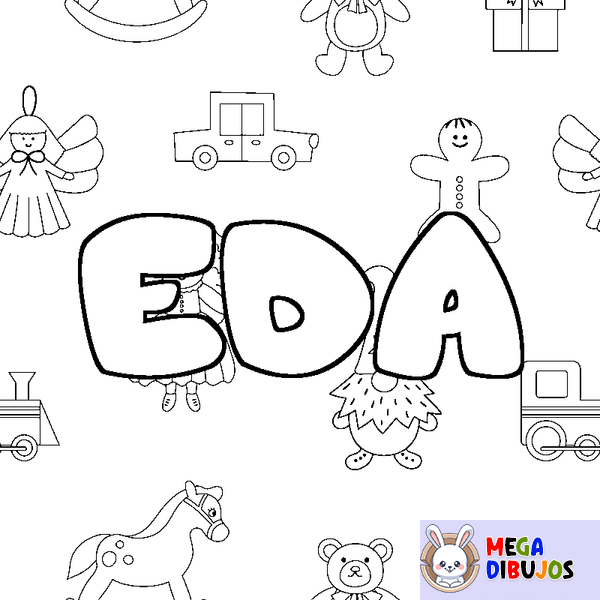 Coloraci&oacute;n del nombre EDA - decorado juguetes