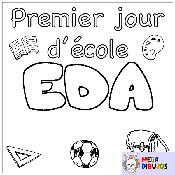Coloraci&oacute;n del nombre EDA - decorado primer d&iacute;a de escuela