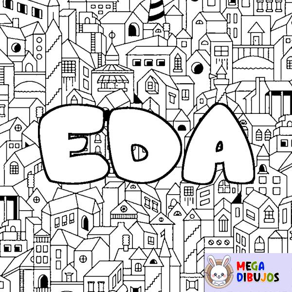 Coloraci&oacute;n del nombre EDA - decorado ciudad