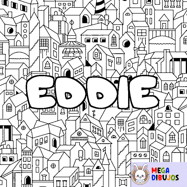 Coloraci&oacute;n del nombre EDDIE - decorado ciudad