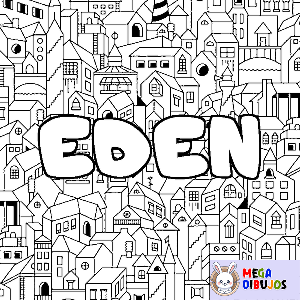 Coloraci&oacute;n del nombre EDEN - decorado ciudad