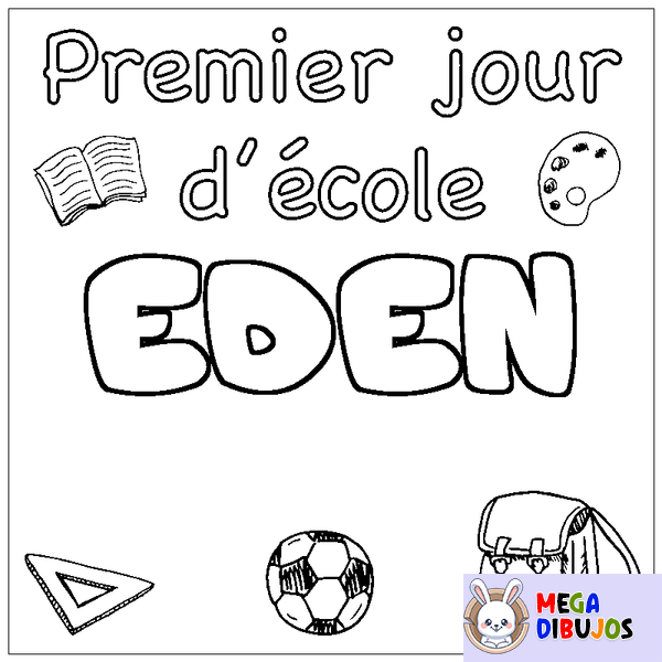 Coloraci&oacute;n del nombre EDEN - decorado primer d&iacute;a de escuela