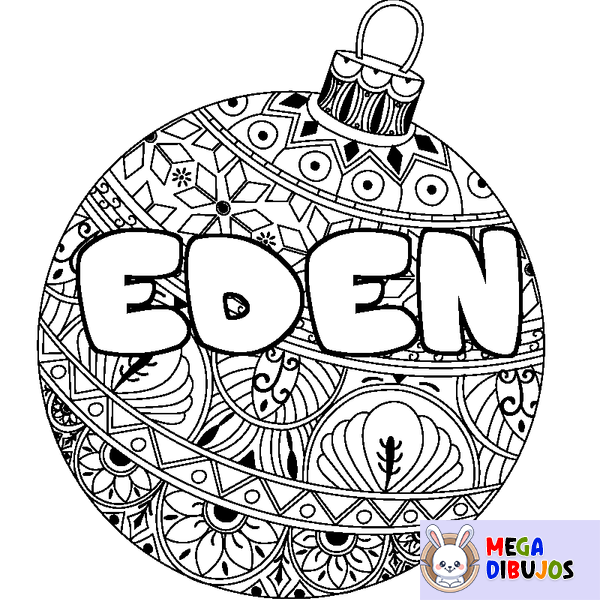 Coloraci&oacute;n del nombre EDEN - decorado bola de Navidad