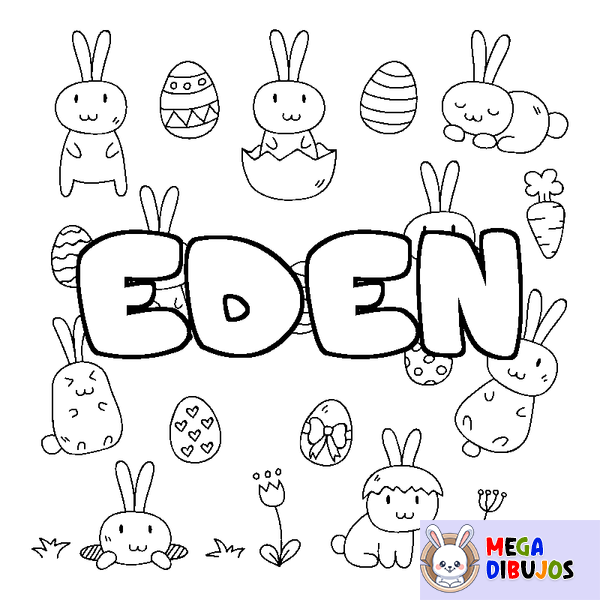 Coloraci&oacute;n del nombre EDEN - decorado Pascua