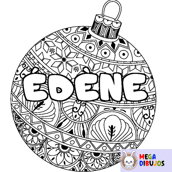 Coloraci&oacute;n del nombre &Eacute;D&Egrave;NE - decorado bola de Navidad