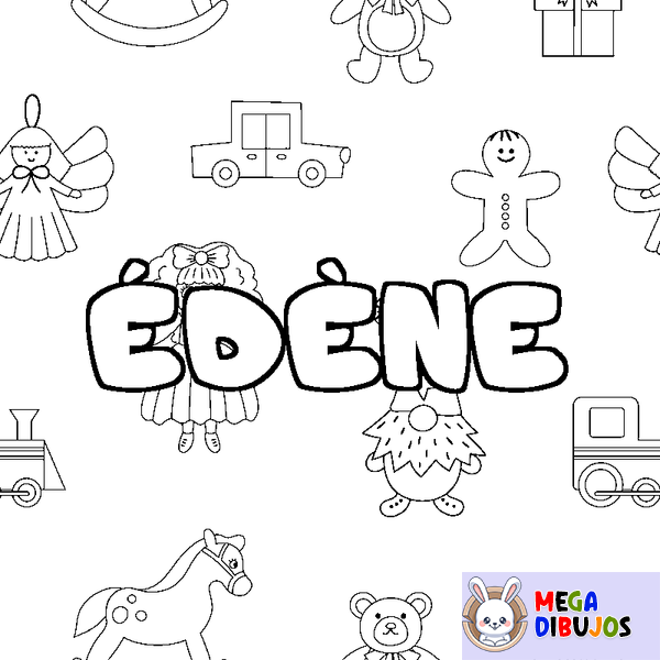 Coloraci&oacute;n del nombre &Eacute;D&Egrave;NE - decorado juguetes