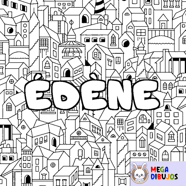 Coloraci&oacute;n del nombre &Eacute;D&Egrave;NE - decorado ciudad