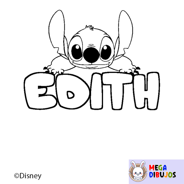 Coloraci&oacute;n del nombre EDITH - decorado Stitch