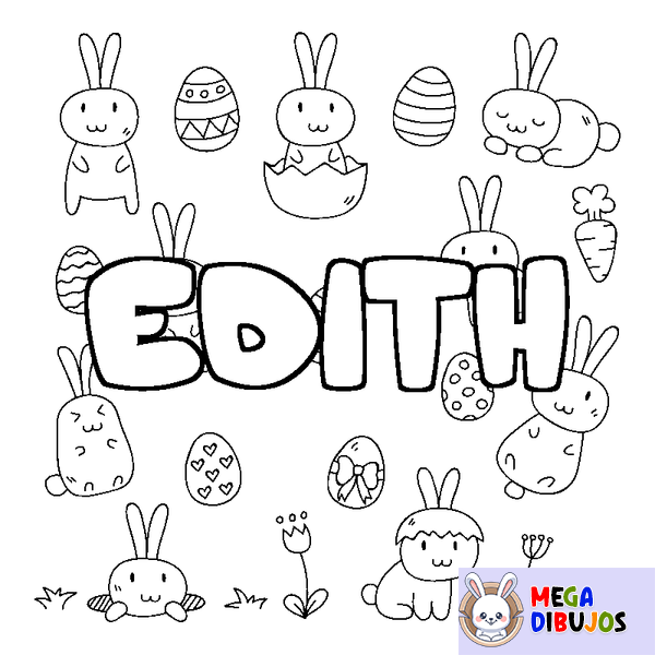 Coloraci&oacute;n del nombre EDITH - decorado Pascua
