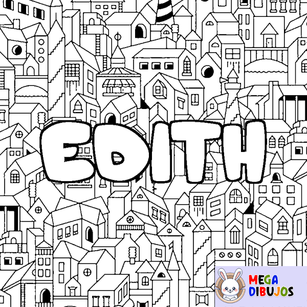 Coloraci&oacute;n del nombre EDITH - decorado ciudad