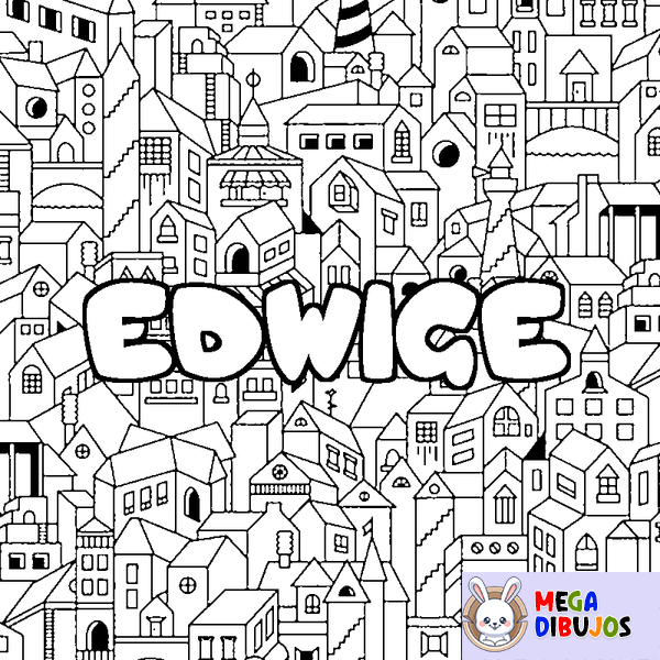 Coloraci&oacute;n del nombre EDWIGE - decorado ciudad