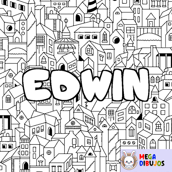 Coloraci&oacute;n del nombre EDWIN - decorado ciudad