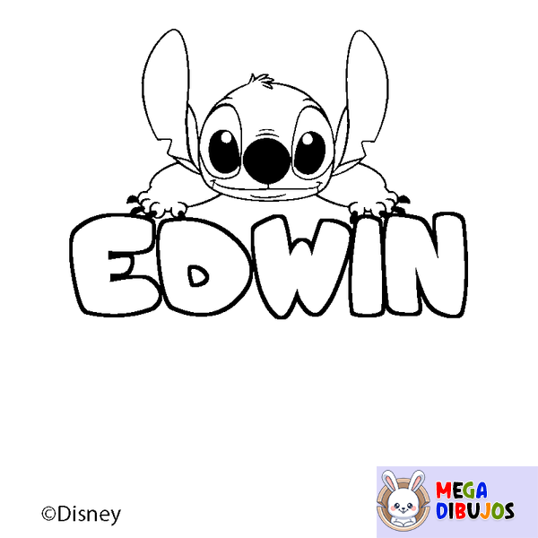 Coloraci&oacute;n del nombre EDWIN - decorado Stitch